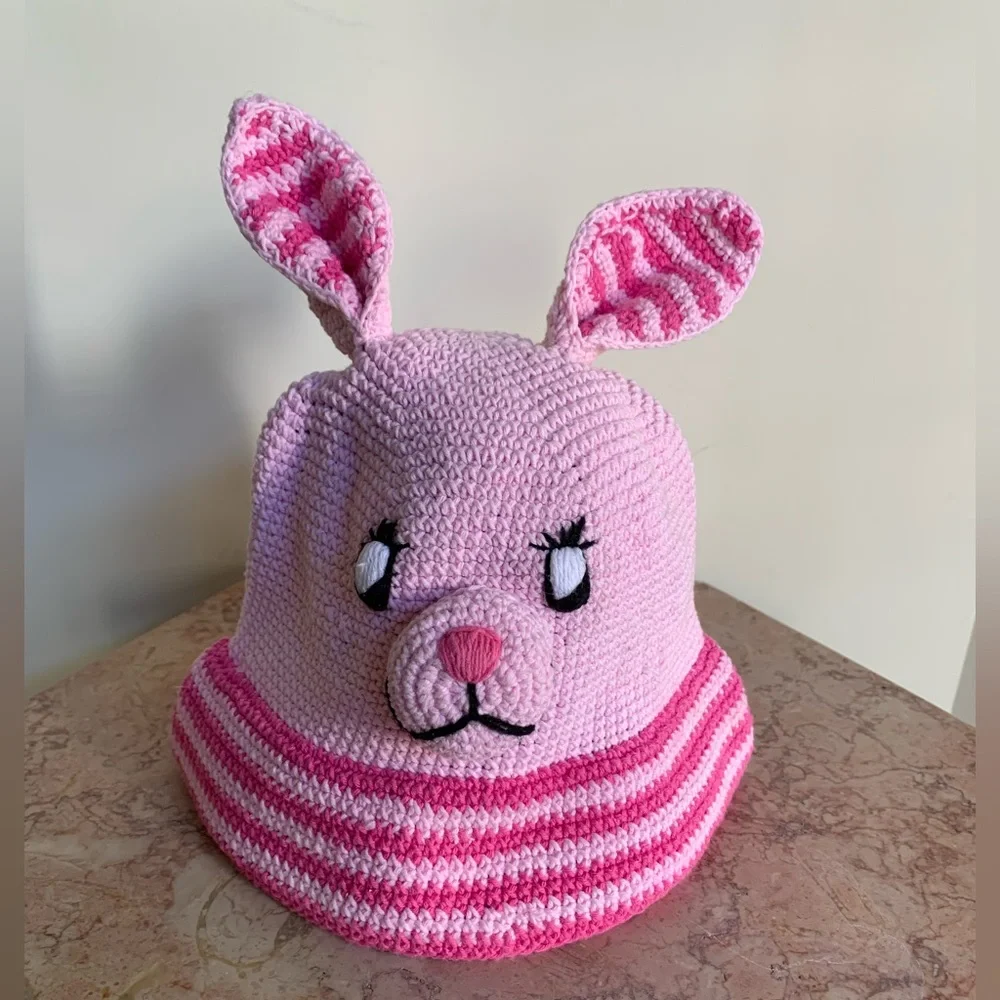 Kids’ Pink Bunny Cotton Hat - Picture 2 of 10